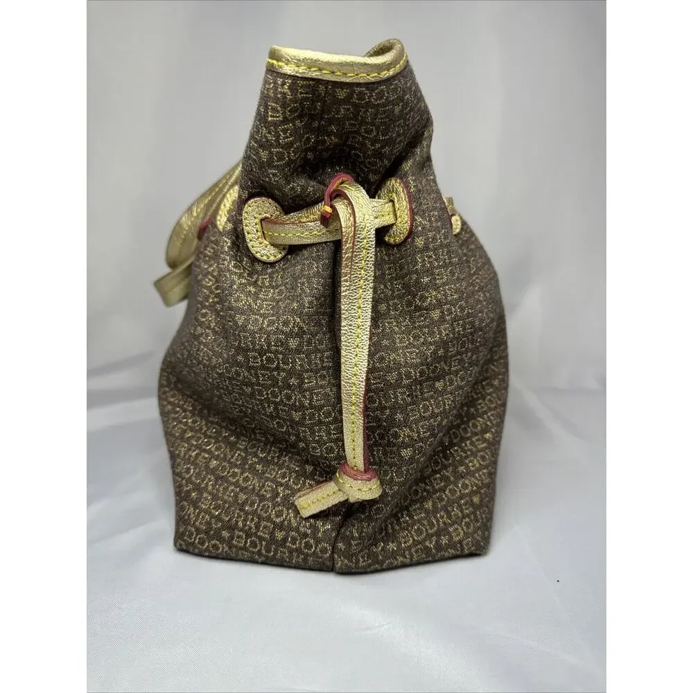 Brown And Gold Dooney and Bourke Small Print chiara tote Handbag Purse - Picture 4 of 11